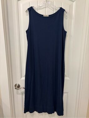 Eddie Bauer Women’s Navy Boat-Neck Sleeveless Cotton Dress Size L Petite